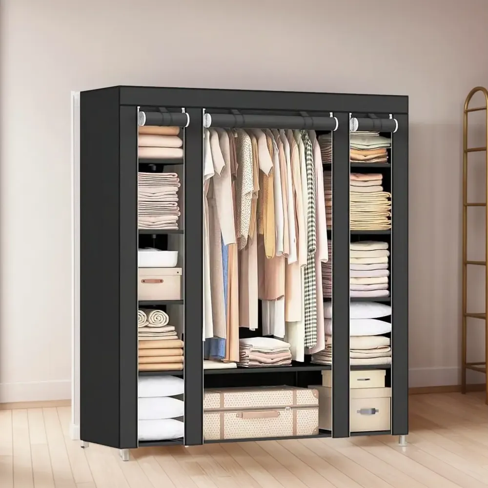 175*150*45 Ropero Armable Closet Con Lona Antipolvo Portatil