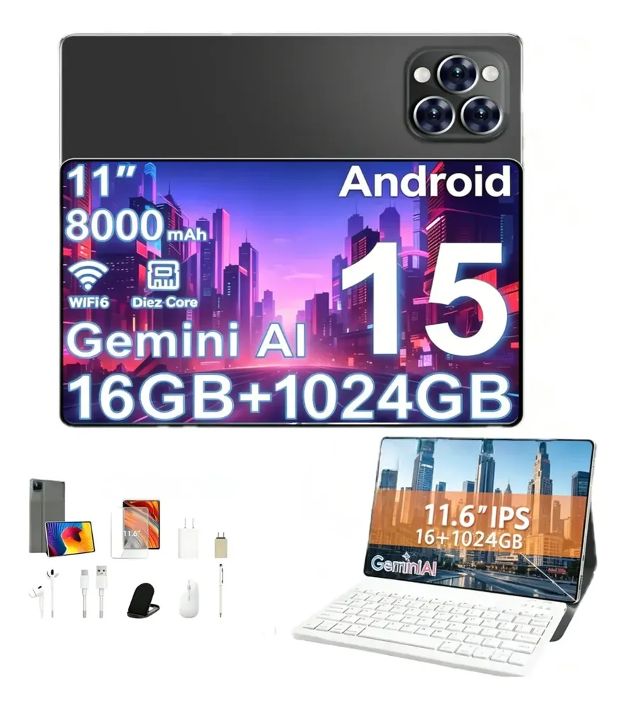 2026 Samsung galaxy Pad Tablet PRO12 16gb Ram+1024gb Rom Android 15 11.6 Pulgadas, 8800mAh Con Teclado, Ratón Y Funda Tabletas 2 En 1 Bluetooth, Wifi, Widevine L1\u002FDiez-core\u002F2.5 Ghz Color Gris oscuro