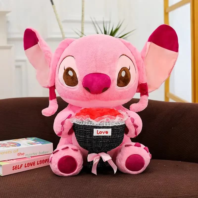 Stitch 30 Cm Con Ramo De Flores - Peluche Adorable
