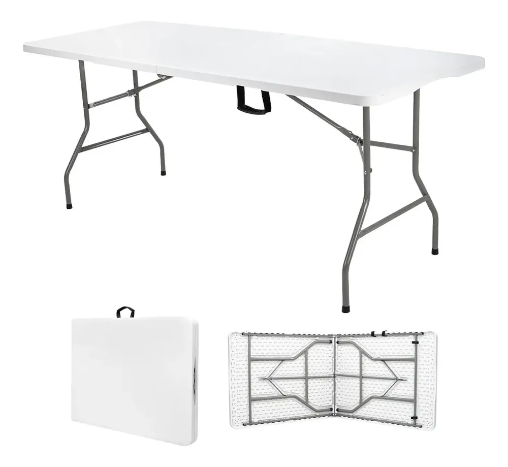 Mesa Plegable Plástico Tipo Portafolio 1.80m Jardín Portátil