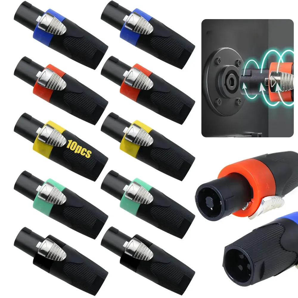 10pzs Plug 4pin Pl-268m Profesional Conector Xlr Conector De Micrófono De Audio Tipo Soldadura, Conector De Micrófono De Audio, Extremos De Cable Xlr De Repuesto Xlr 4 Pines Macho Multicolor