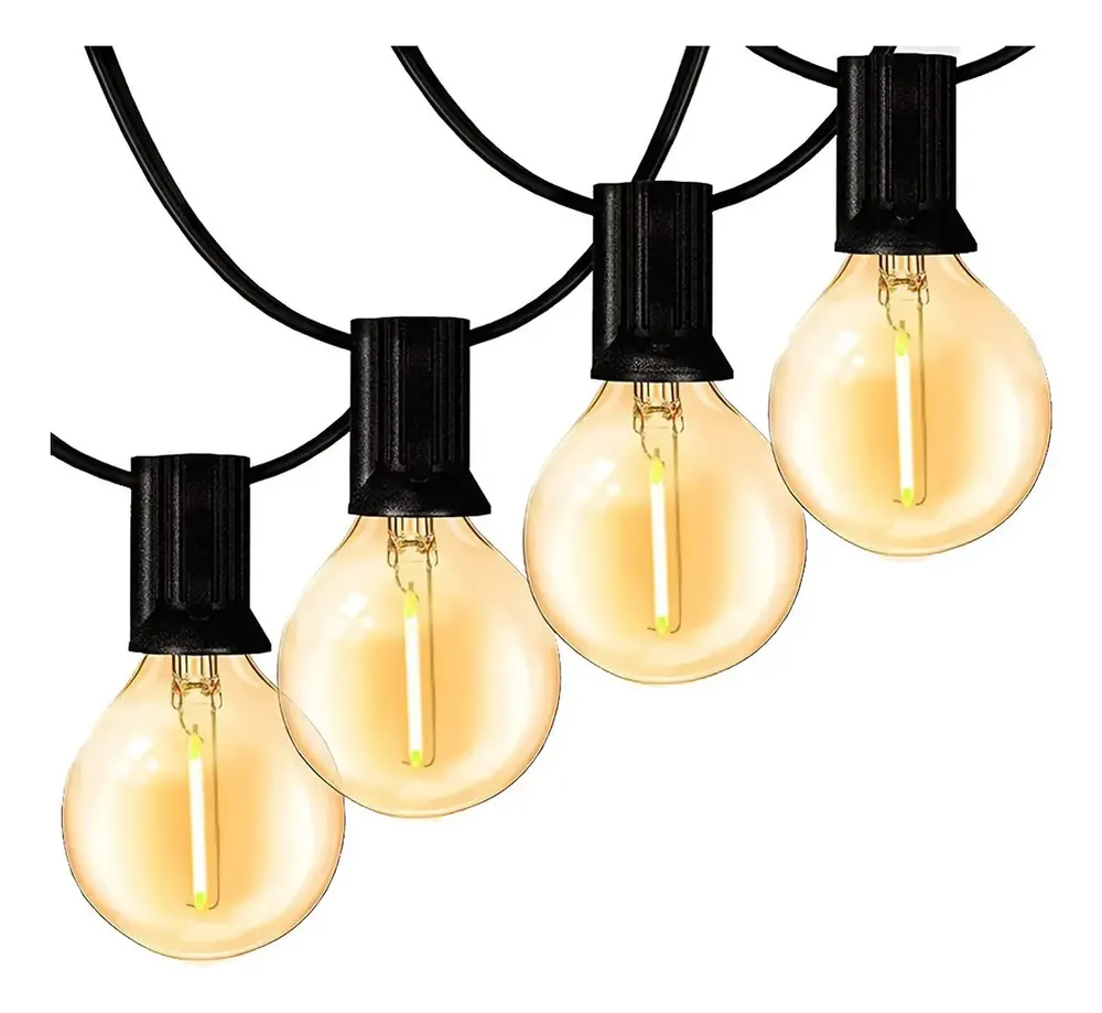 Laspang Guirnalda De Luces Exterior, 15m 25+2 Led Focos Vintage Serie De Luz Impermeables, Luces Decorativas Para Iluminación De Jardin