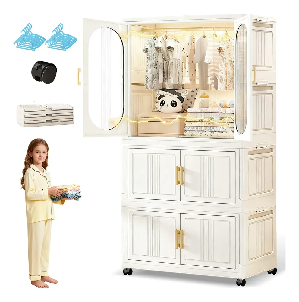 60*34*125 Armario Closet Niño Mueble Organizador Ropa+percha