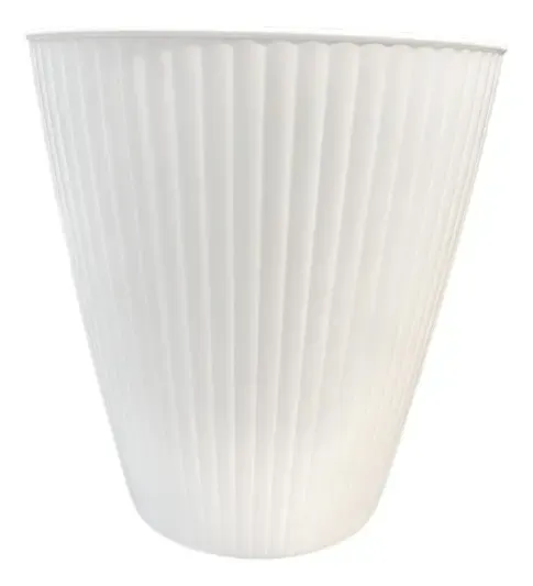 Maceta De Plastico Para Plantas Blanca 27x25cm Corrugada