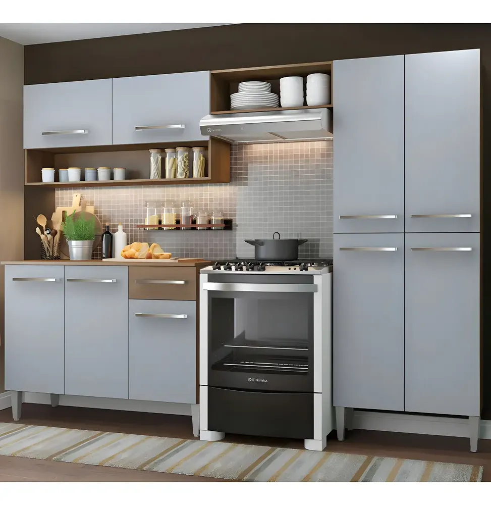 Cocina Integral Emilly Pop 2.30 Metros Marrón Gris