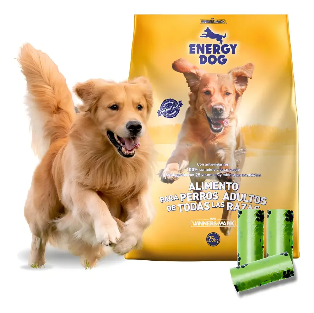 Alimento seco para perros adultos Winners Mark Energy Dog 25kg Proteína 18% con bolsas