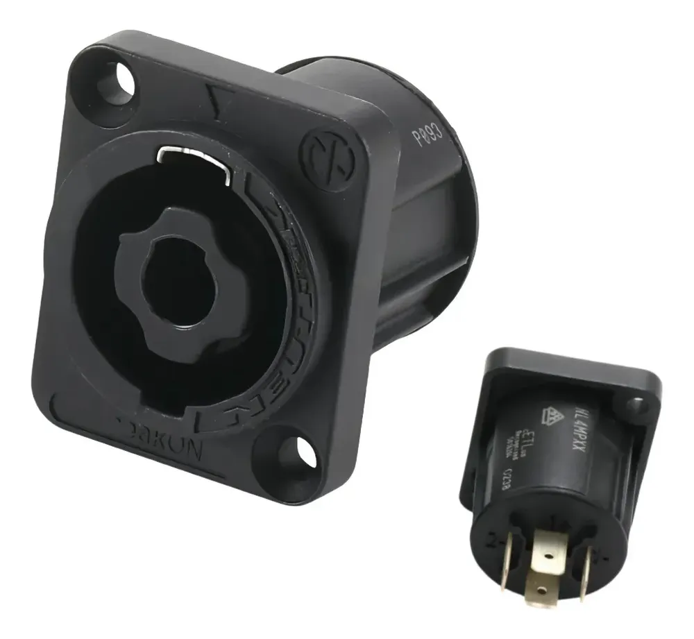 Chasis 4 Polos Neutrik Nl4mpxx Negro Conector Speakon Hembra Entrada Profesional Para Parlante Caja Amplificador Audio Altavoz Panel De Montaje
