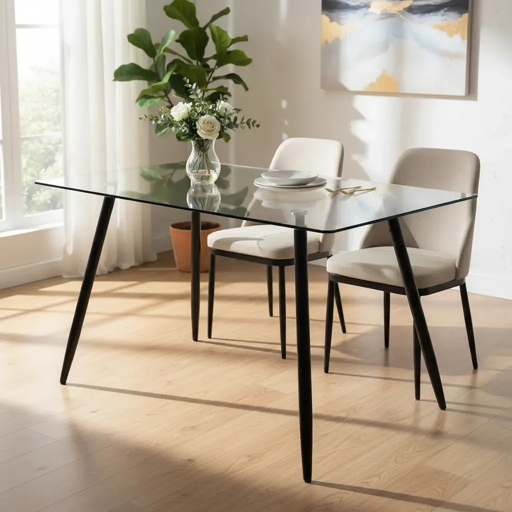 Comedor Rectangular Transparente Con Vidrio Moderna 120x70