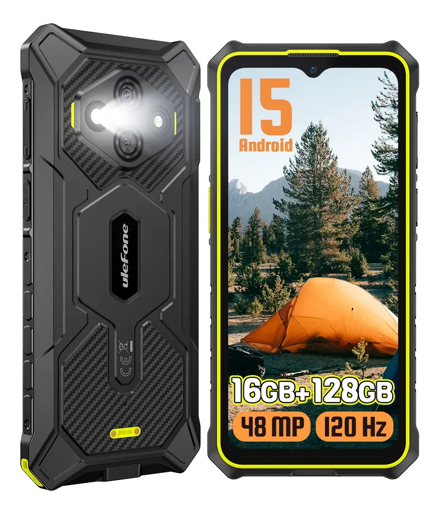 Celular Ulefone Rugking 3 Pro Dual Sim Teléfono Robusto 16gb Ram 128gb Rom Android 15 6.56 120hz Base De Carga Nfc Asistente De Al Géminis Verde