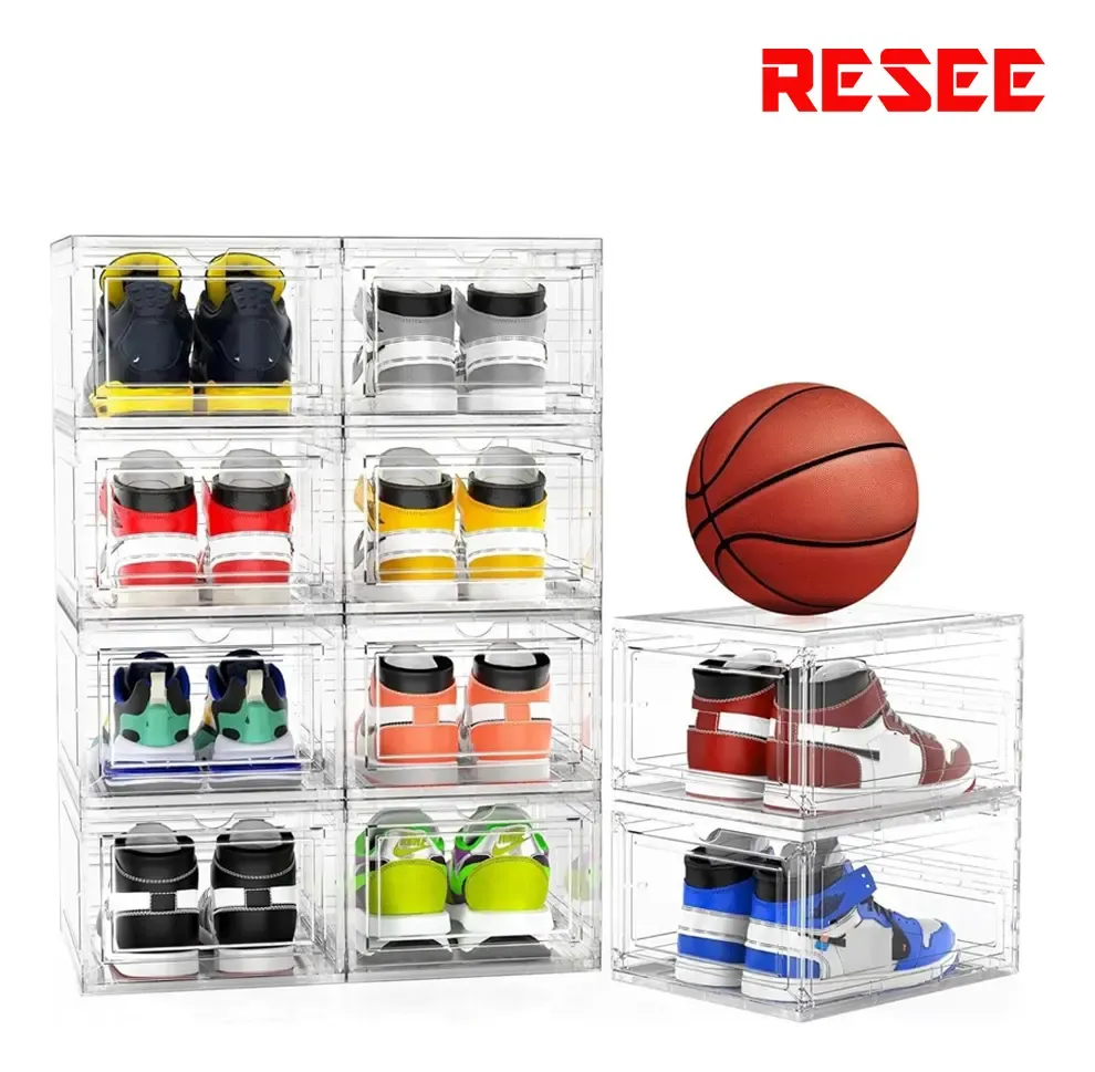 Organizador De Zapatos Apilables Plasticos Transparentes Blanco Abs 10pcs