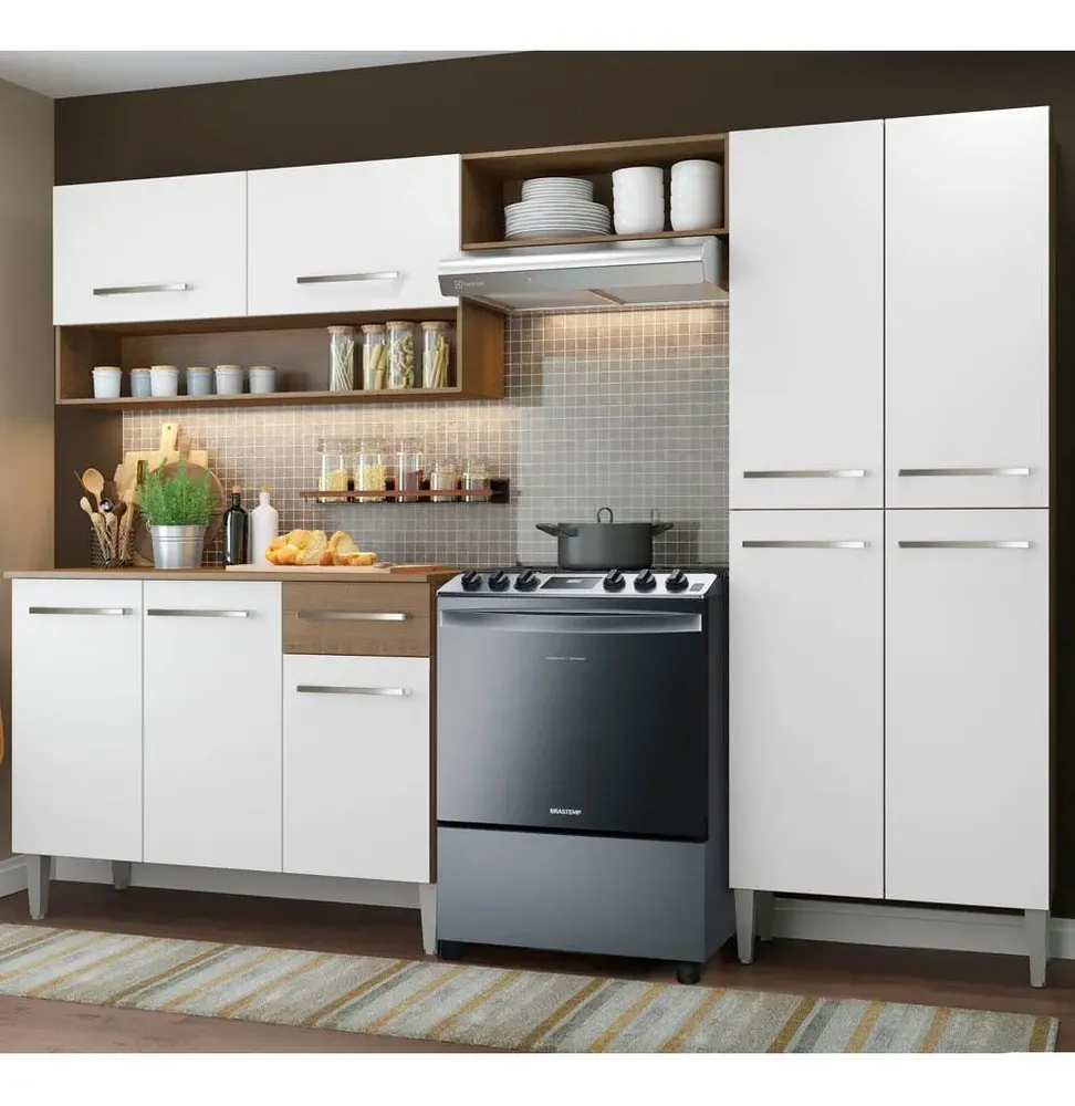 Cocina Integral Completa Modular Madesa Emilly 229cm Color Blanco\u002FMarrón