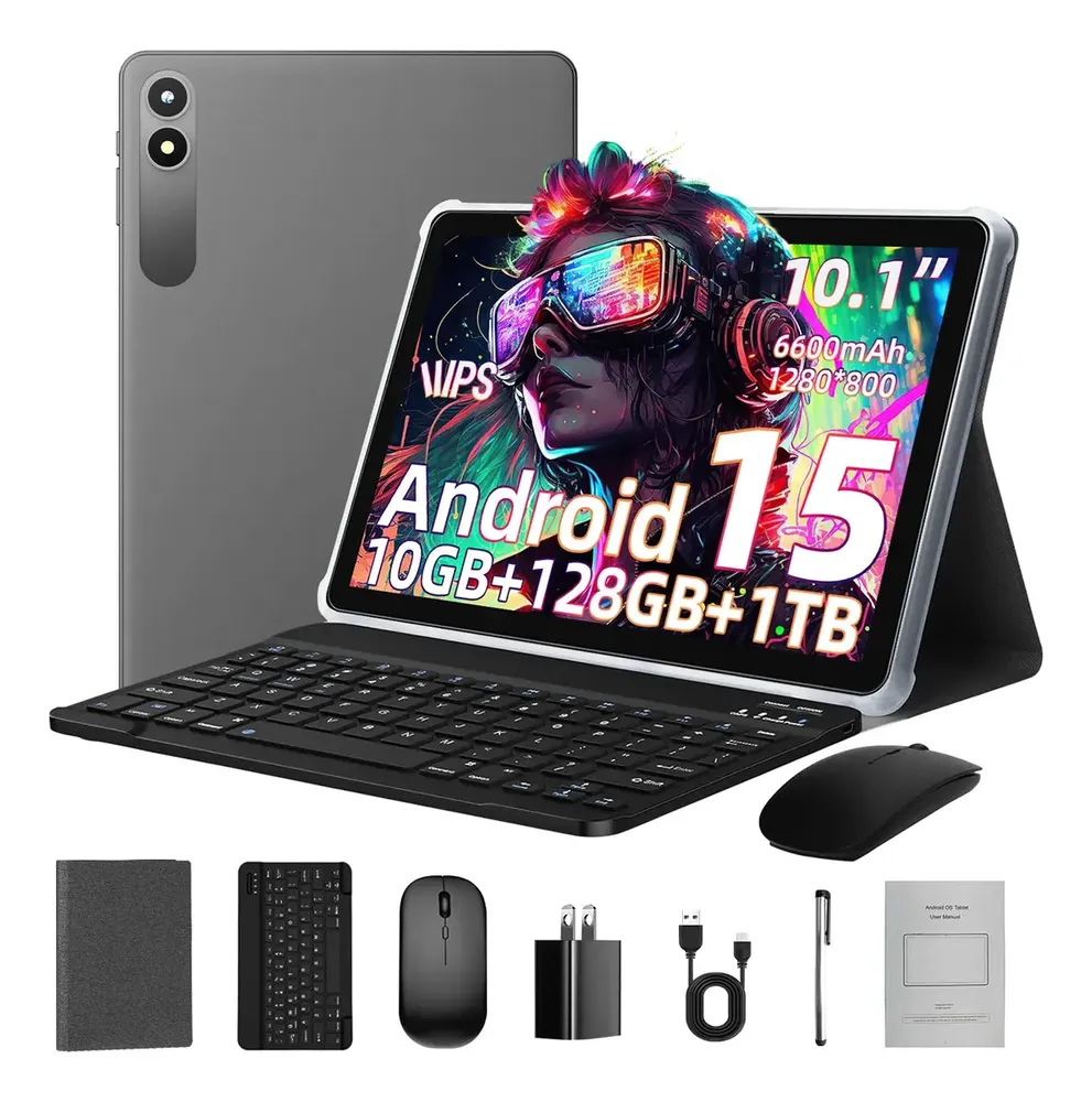 Tablet Android 15 de 10.1 Pulgadas con Gemini AI, 128 GB y Teclado
