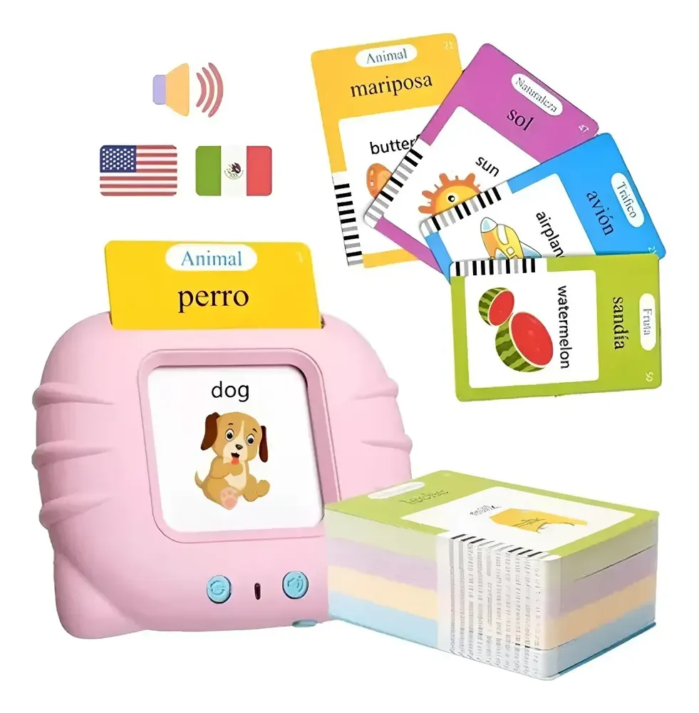 Juguete Educativo Bilingüe Con Tarjetas De Palabras Rosa