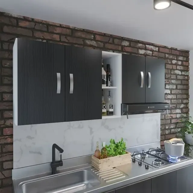 Mueble Superior De Cocina Color Wengue Color Blanco-Wengue