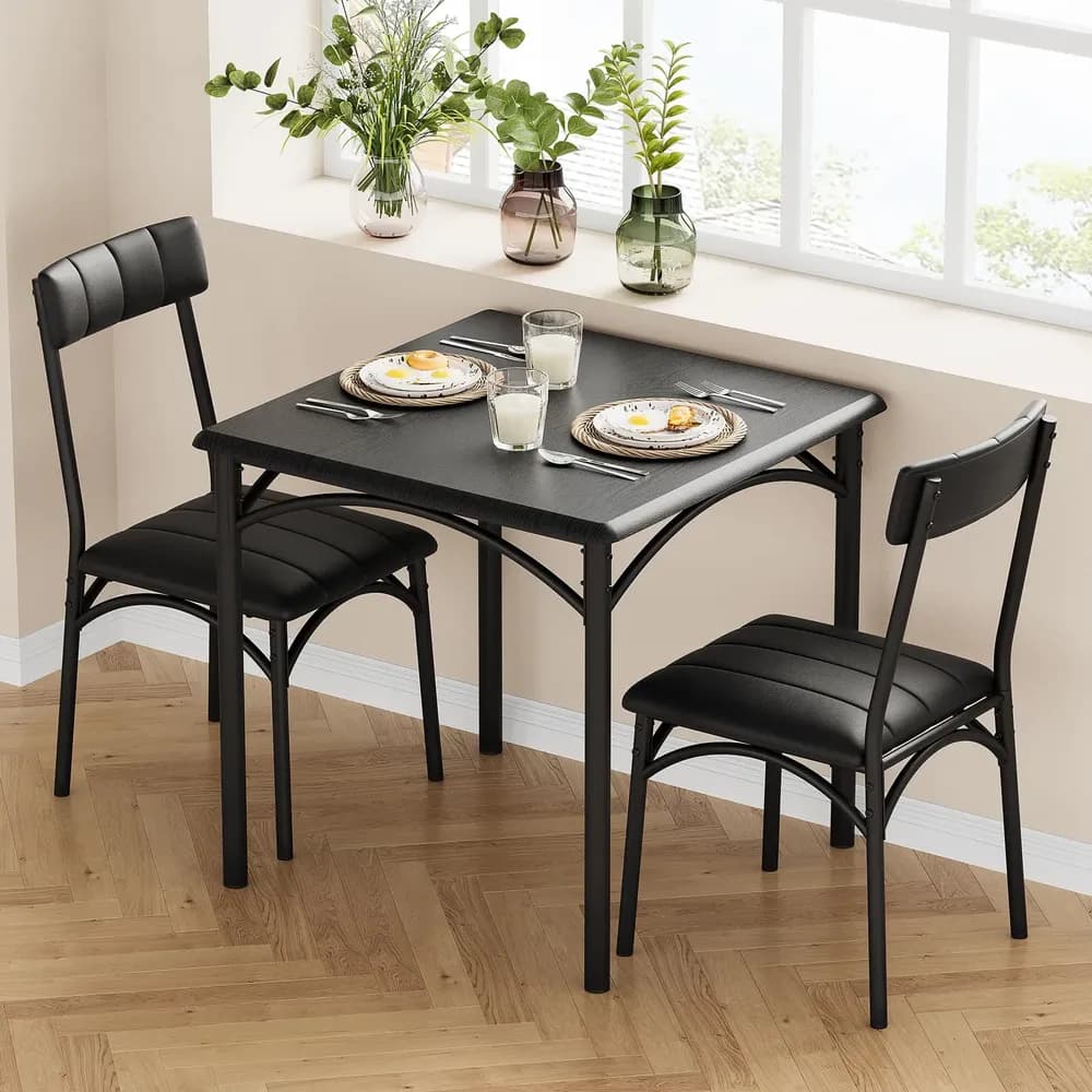 Juego De Comedor 2 Sillas Mesa Rectangular Cocina Cafetería