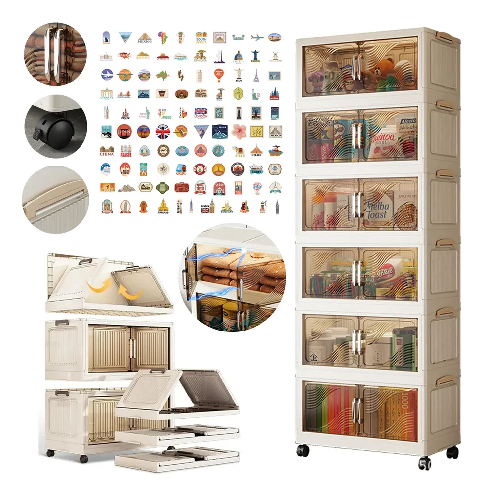 Closet Armarios Caja Organizador Plegable Ropa 6capas Ruedas