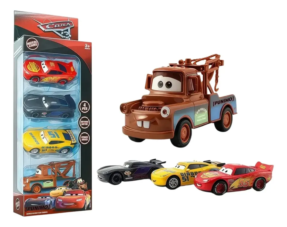 Set Carros De Juguete Colección Metal Cars Mcqueen 4 Piezas 1:48 Regalo Para Niños