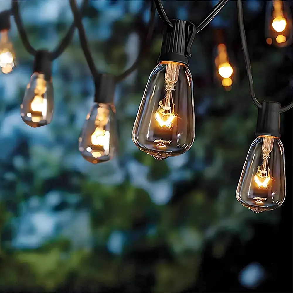 Guirnalda De Luces Exterior , LASPANG 15m 25+2 Focos Vintage St-38 Serie De Luz Impermeables Luces Decorativas Para Iluminación Jardin
