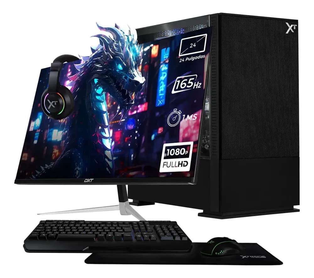 Xtreme Pc Gaming Geforce Rtx 3050 Intel Core I5 12400f 16gb Ssd 1tb Monitor 23.8 165hz Wifi Air Flow Black
