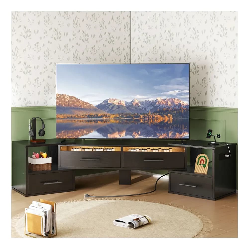 Mueble De Tv Moderno Minimalista Ajustable Con Cajones 180cm