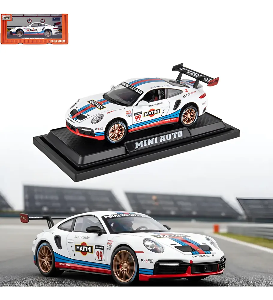 Coleccion De Escala Coche Juguete Porsche 911 Con Luz 1:32