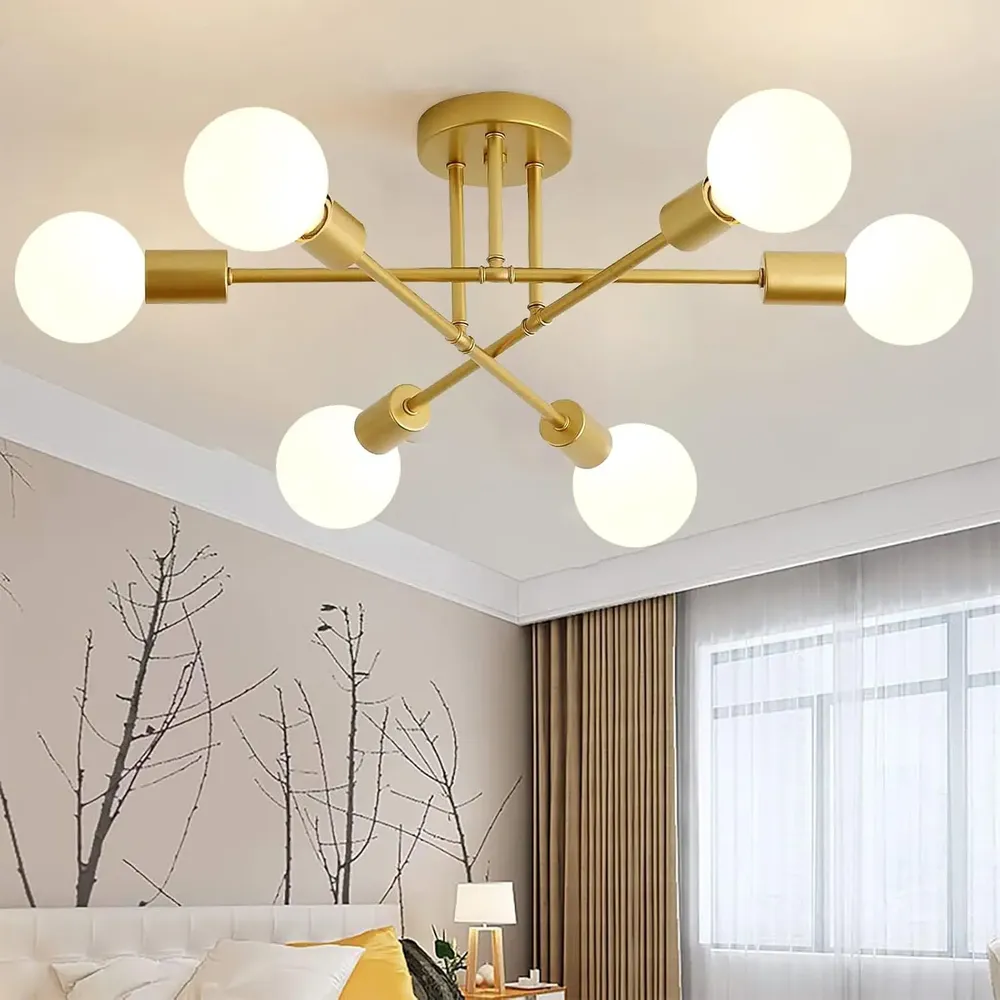 Dopwii® Lámpara De Techo Moderna De 6 Luces Oro E26