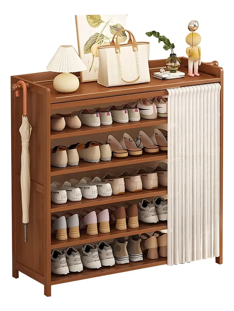 Zapatero De Madera 5 Estantes 25 Pares Ajustable Marrón 100x24x99cm