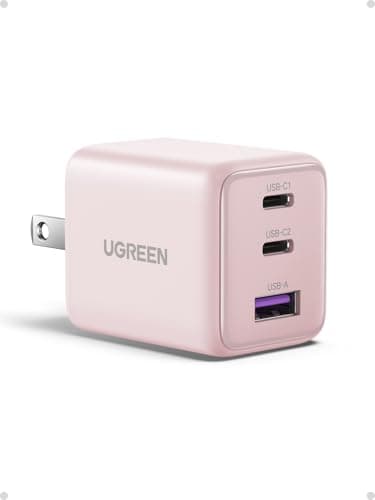 UGREEN 30W GAN Cargador Tipo USB C con 3 Puertos, Cubo de Carga Rápido Pared para Celular, 2C1A Compatible con Galaxy S25/S24, iPhone 17 16 15 Pro MAX, Macbook Air, iPad Pro,Rosa