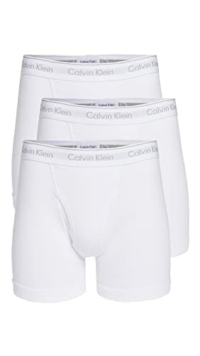 Calvin Klein Calzoncillos bóxer 100% algodón para hombre, Paquete de 3 unidades de color blanco, Small