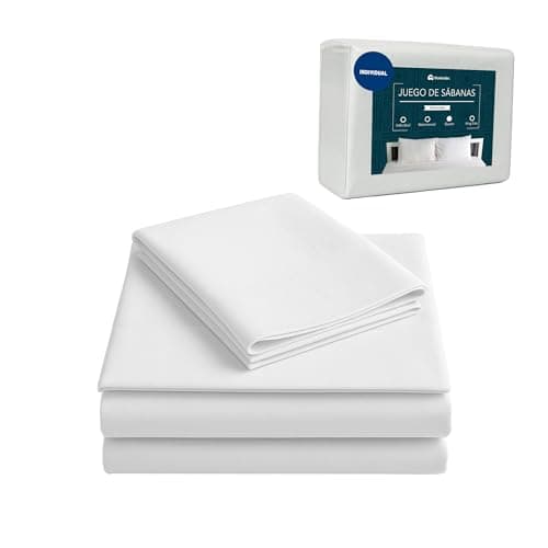 Bluelander Juego de Sabanas, Sabanas Individuales, 3 Piezas, 1800 Hilos, Cómodas y Frescas, Calidad de Lujo, Hipoalergénicas, Lavado a Máquina (Blanco, Individual)