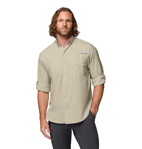 Columbia Tamiami II - Camisa de manga larga para hombre, color Beige Fósil, talla XS