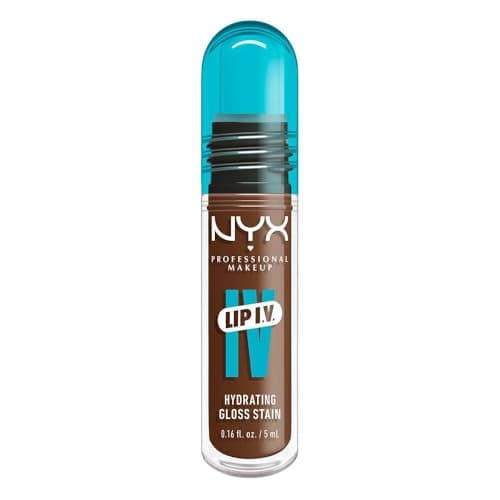 NYX Professional Makeup Lip IV, Gloss Serum Hidratante, fórmula 3 en 1: Brillo + tinta + hidratación, 12H de duración, con agua de coco y magnesio,fórmula vegana, 5ml - Tono Splash and Spice (nude)
