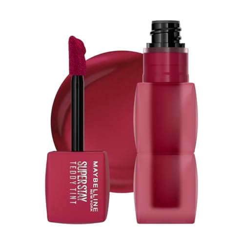 Maybelline Super Stay Teddy Tint, Tinta para Labios Mate Difuminado, Larga Duración 12 Horas, Textura Suave, No Transfiere, A Prueba de Bebidas y Besos, Tono Wild at Heart, 5 ml