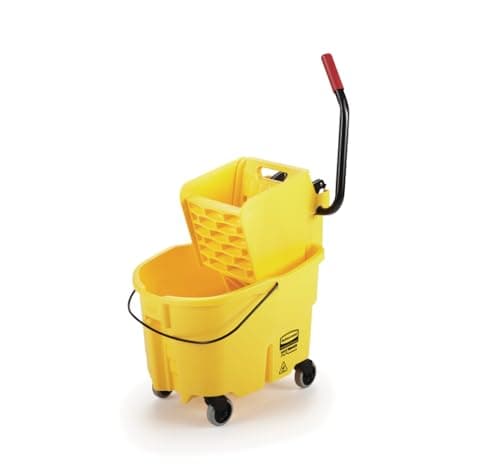 Rubbermaid FG748000 Commercial WaveBrake - Sistema de Trapeador Combo de Cubeta y Escurridor de Presión Lateral, 26 Cuartos, color Amarillo