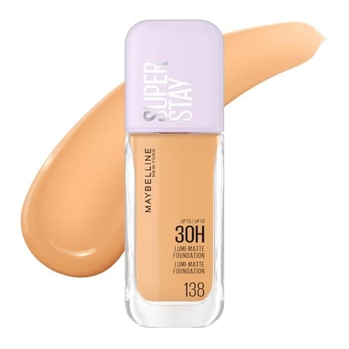 Maybelline Super Stay Lumi Matte Base de Maquillaje Líquida, Alta Cobertura con Acabado Mate Luminoso, Tecnología Lightwear 30H de Duración, Tono 138, 30 ml