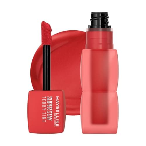 Maybelline Super Stay Teddy Tint, Tinta para Labios Mate Difuminado, Larga Duración 12 Horas, Textura Suave, No Transfiere, A Prueba de Bebidas y Besos, Tono Coquettish, 5 ml
