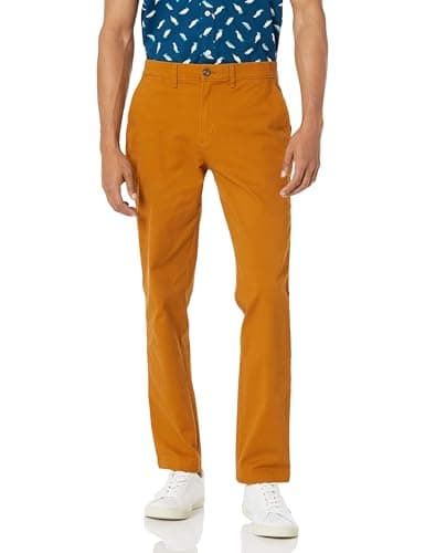Amazon Essentials - Pantalón caqui elástico casual ajustado para hombre, nuez moscada, 38 de ancho x 34 de largo