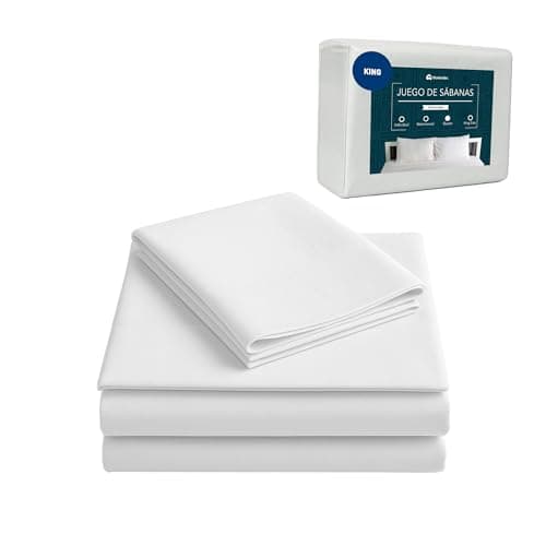 Bluelander Juego de Sabanas, Sabanas King Size, 4 Piezas, 1800 Hilos, Cómodas y Frescas, Calidad de Lujo, Hipoalergénicas, Lavado a Máquina (Blanco, King)