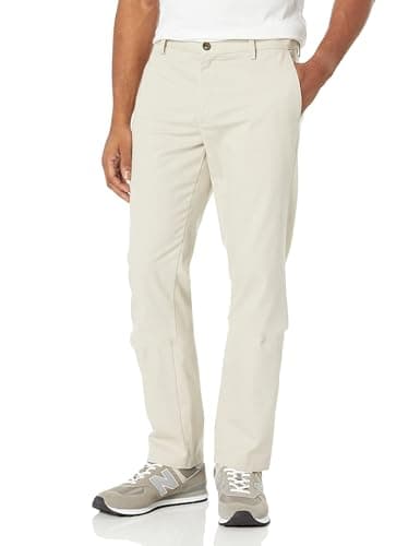 Amazon Essentials - Pantalones chinos para hombre con corte ajustado, resistentes a las arrugas, sin pinzas, color piedra, 30 de ancho x 28 de largo
