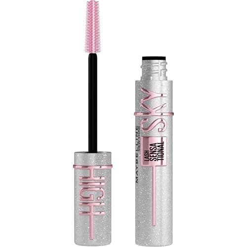 Maybelline Sky High Máscara de Pestañas, Alargamiento y Volumen Hasta por 12 Horas, con Fibras Extensoras y Extracto de Bambú, Lavable, Efecto Glitter, Tono Space Diamond 6 ml
