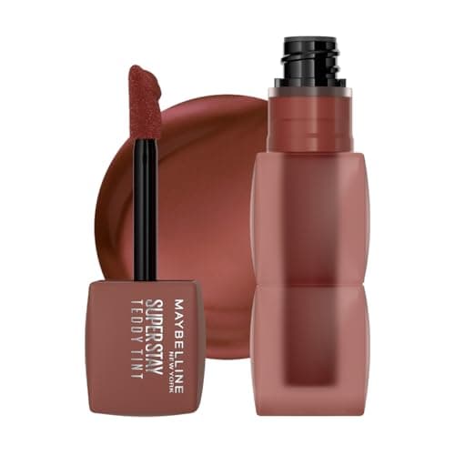 Maybelline Super Stay Teddy Tint, Tinta para Labios Mate Difuminado, Larga Duración 12 Horas, Textura Suave, No Transfiere, A Prueba de Bebidas y Besos, Tono Mascara Tear, 5 ml