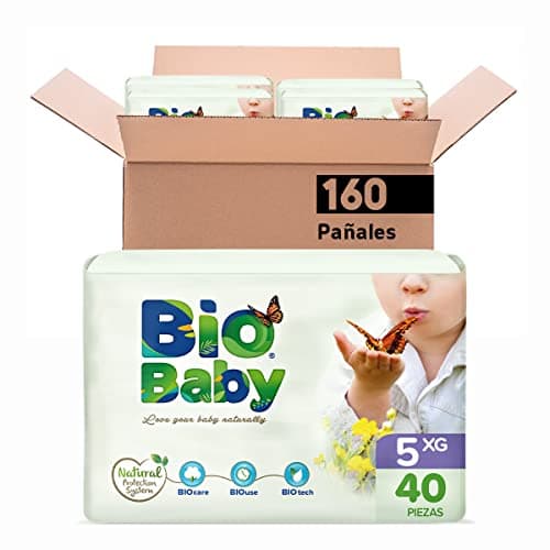 Bio Baby Pañal Bebé Bio Baby Talla 5 X-grande 160 Pañales, color, 160 count, pack of/paquete de
