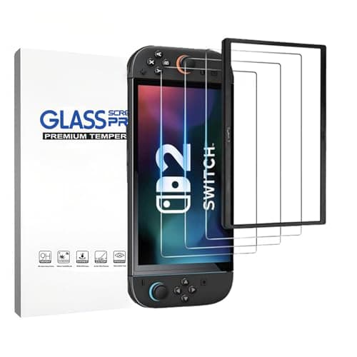 Protector de Pantalla para Switch 2, Transparente Ultra HD Mica Cristal Vidrio Templado 9H, Cobertura Total de 7.9 Pulgadas, Fácil Instalación con Marco Guía, Anti-rasguños(3 Piezas)