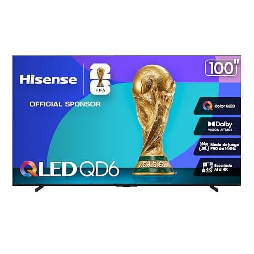 Hisense Television QD6QFM(Modelo 2025) Pantalla 100 Pulgadas,QLED Smart Fire TV UHD 4K,Control Remoto por Voz con Alexa,Escalado AI a 4K,Dolby Vision Atmos, Modo de Juego Pro de 144 Hz