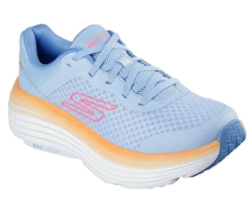 Skechers MAX Cushioning Endeavour Canova - Tenis para Mujer, Azul/Naranja, 24 cm