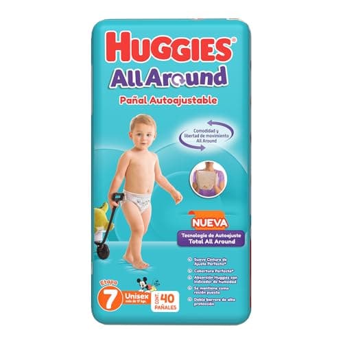 Huggies All Around Pañal Desechable para Bebé, Etapa 7 Unisex, Paquete con 40 piezas, Ideal para bebés de mås de 17 kg