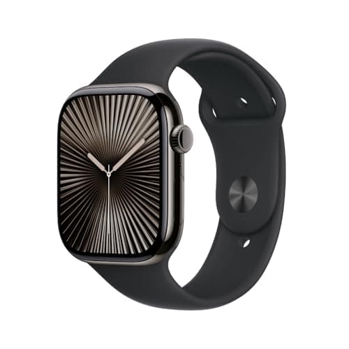 Apple Watch Series 10 GPS + Cellular • Caja de Titanio Color Pizarra de 46 mm • Correa Deportiva Negra - M/L
