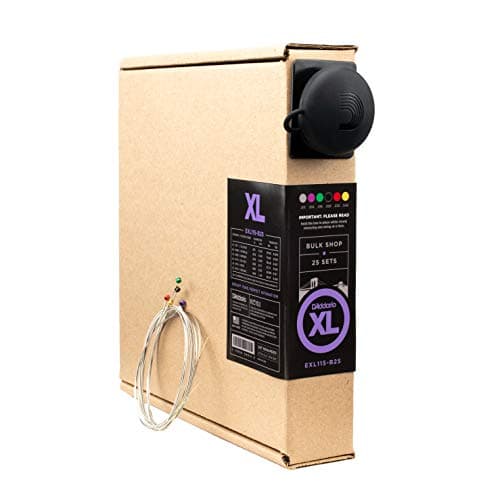 D'Addario | Master Pack | Cuerdas para Guitarra Eléctrica | 25 sets, 150 cuerdas | Calibre medio, 11-49, blues/jazz | Enrollado de níquel | EXL115-B25 | Sonido potente y sustain prolongado