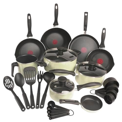 T-fal Batería de Cocina Supercook de 26 piezas Color Verde Lichen con Antiadherente Titanium, tecnología Thermo Señal, de fácil limpieza y base difusora para crear deliciosas recetas, B929SZ84