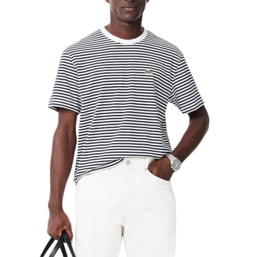 Lacoste - Playera de algodón con Logotipo para Hombre, Blanco, Small
